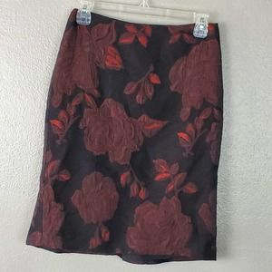Ann Taylor Dark Red/Black Skirt w/Peplum Bank 0P